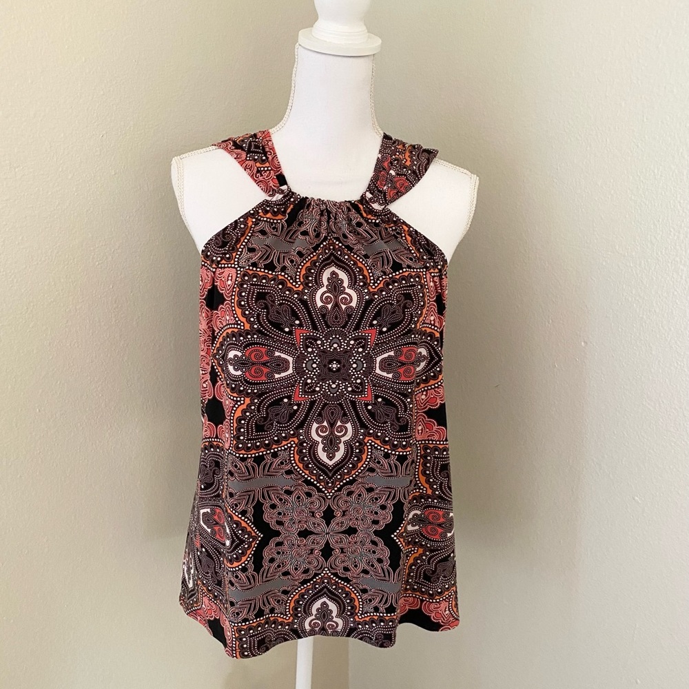 Axcess Womens Multicolor Print Racerback Top Size Medium